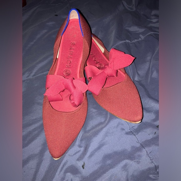 Cinnamon Red Rothy’s Point Mary Jane shoe flat bows size 12 EUC sustainable - Picture 3 of 5